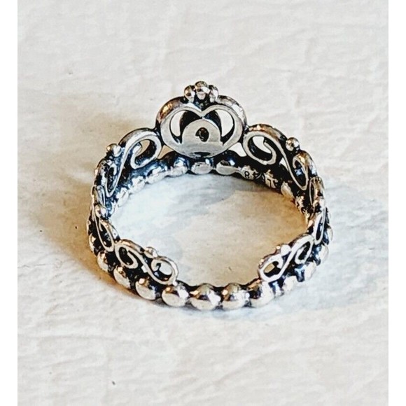 Pandora ALE My Princess Stackable Tiara CZ Ring Sterling Silver 925 Sz 4.5 2.8g - Picture 3 of 6